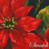 Sweet Pea Linens - Red Poinsettia on Black Holiday Print 42 inch Square Table Cloth (SKU#: R-1008-L93) - Swatch