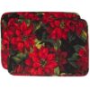 Sweet Pea Linens - Red Poinsettia on Black Quilted Holiday Print Rectangle Placemats - Set of Two (SKU#: RS2-1001-L92) - Main Product Image