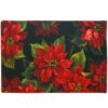 Sweet Pea Linens - Poinsettia on Black Holiday Print Rectangle Placemats - Set of Two (NOT Quilted) (SKU#: RS2-1002-L9) - Main Product Image