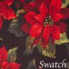 Sweet Pea Linens - Poinsettia on Black Holiday Print Rectangle Placemats - Set of Two (NOT Quilted) (SKU#: RS2-1002-L9) - Swatch