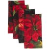 Sweet Pea Linens - Red Poinsettia on Black Holiday Print Cloth Napkins - Set of Four (SKU#: RS4-1010-L93) - Main Product Image