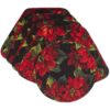 Sweet Pea Linens - Red Poinsettia on Black Quilted Holiday Print Wedge-Shaped Placemats - Set of Four plus Center Round-Charger (SKU#: RS5-1006-L92) - Main Product Image