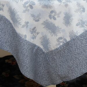 Sweet Pea Linens - Silver & Grey Pinecones 54 inch Square Table Cloth (SKU#: R-1008-P4) - Main Product Image
