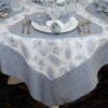 Sweet Pea Linens - Silver & Grey Pinecones 54 inch Square Table Cloth (SKU#: R-1008-P4) - Table Setting