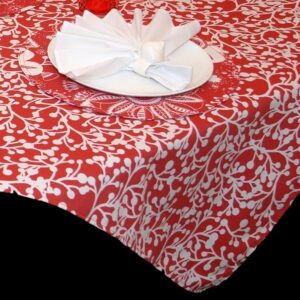 Sweet Pea Linens - Red Vine Print 54 inch Square Table Cloth (SKU#: R-1008-P50) - Main Product Image