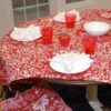 Sweet Pea Linens - Red Vine Print 54 inch Square Table Cloth (SKU#: R-1008-P50) - Table Setting
