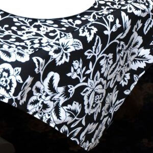 Sweet Pea Linens - Black Floral & Vine Print 54 inch Square Table Cloth (SKU#: R-1008-P7) - Main Product Image