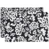 Sweet Pea Linens - Black Floral & Vine Print Rectangle Placemats - Set of Two (SKU#: RS2-1002-P7) - Main Product Image