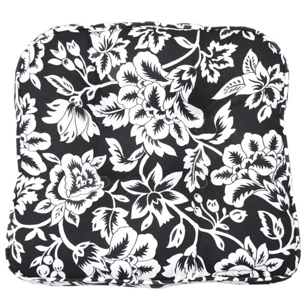 Sweet Pea Linens - Black Floral Print Gripper Bottom Chair Cushion Pads - Set of Two (SKU#: RS2-1016-P7) - Main Product Image