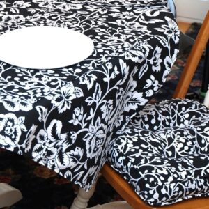 Black Floral & Vine Outdoor Fabric Table Linen Collection