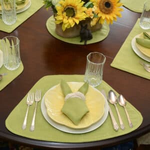 Lime Green Leaf Jacquard Table Linen Collection