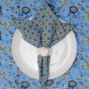 Sweet Pea Linens - Blue & Green Geometric Paisley Cloth Napkin (SKU#: R-1010-Q4) - Main Product Image