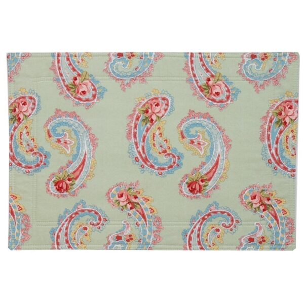 Sweet Pea Linens - Mint Green Paisley Rectangle Placemat (SKU#: R-1002-Q7) - Main Product Image