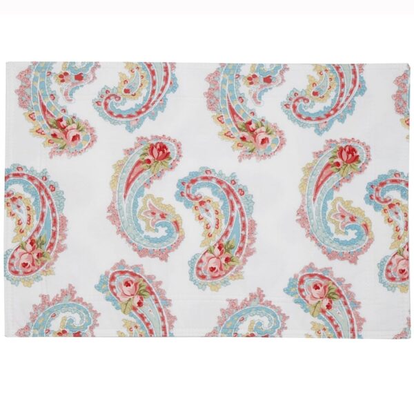 Sweet Pea Linens - White Paisley Rectangle Placemat (SKU#: R-1002-Q8) - Main Product Image