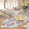 Sweet Pea Linens - White Paisley 54 inch Table Runner (SKU#: R-1020-Q8) - Table Setting