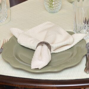 Sweet Pea Linens - Natural Dobby Striped Cloth Napkin (SKU#: R-1010-R10) - Table Setting