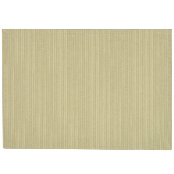 Sweet Pea Linens - Green & Tan Canvas Striped Rectangle Placemats - Set of Two (SKU#: RS2-1002-R4) - Main Product Image