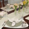 Sweet Pea Linens - Green & Tan Canvas Striped Wedge-Shaped Placemats - Set of Two (SKU#: RS2-1006-R4) - Table Setting