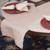 Sweet Pea Linens - Red & Tan Canvas Striped 70 Inch Table Runner (SKU#: R-1023-R8) - Table Setting