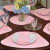 Sweet Pea Linens - Pink Quilted Wedge-Shaped Placemats - Set of Two (SKU#: RS2-1006-T4) - Table Setting