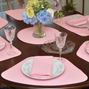 Solid Pink Quilted Scallop Table Linen Collection