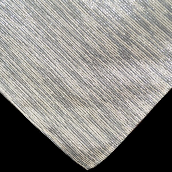 Sweet Pea Linens - Silver & Cream Metallic Striped 54 inch Square Table Cloth (SKU#: R-1008-U10) - Main Product Image