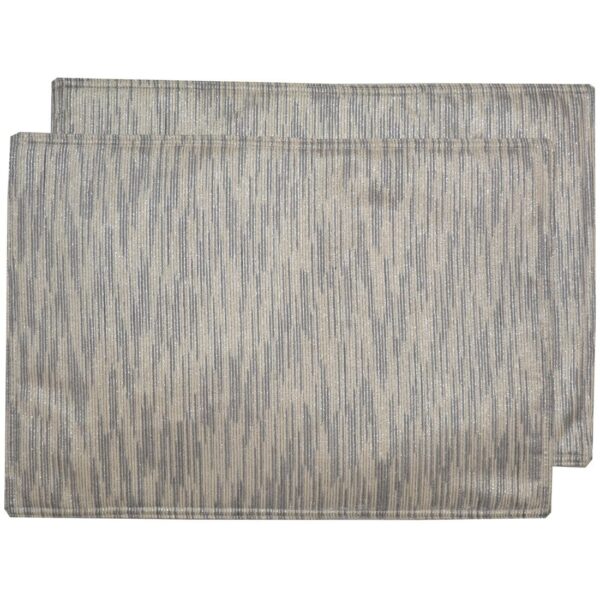 Sweet Pea Linens - Silver & Cream Metallic Striped Rectangle Placemats - Set of Two (SKU#: RS2-1002-U10) - Main Product Image