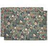 Sweet Pea Linens - Green Holly & Chickadees Holiday Print Rectangle Placemats - Set of Two (SKU#: RS2-1002-U13) - Main Product Image
