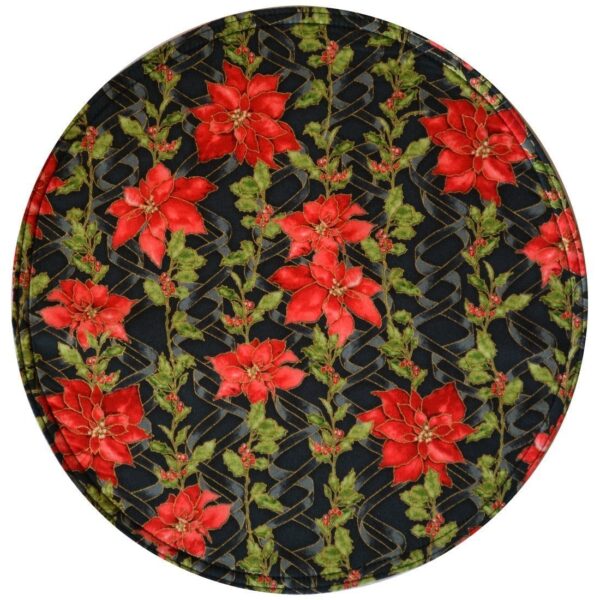 Sweet Pea Linens - Poinsettia Garland Holiday Print Charger-Center Round Placemat (SKU#: R-1015-U14) - Main Product Image