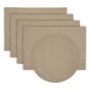 Sweet Pea Linens - Beige Crypton Twill Rectangle Placemats - Set of Four plus Center Round-Charger (SKU#: RS5-1002-U6) - Main Product Image