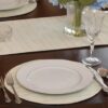 Sweet Pea Linens - Pale Blue Check Textured Charger-Center Round Placemat (SKU#: R-1015-U7) - Table Setting