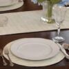 Sweet Pea Linens - Pale Blue Check Textured Charger-Center Round Placemats - Set of Two (SKU#: RS2-1015-U7) - Table Setting