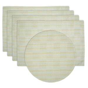 Sweet Pea Linens - Pale Blue Check Textured Rectangle Placemats - Set of Four plus Center Round-Charger (SKU#: RS5-1002-U7) - Main Product Image
