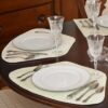 Sweet Pea Linens - Pale Blue Check Textured Wedge-Shaped Placemats - Set of Four plus Center Round-Charger (SKU#: RS5-1006-U7) - Table Setting