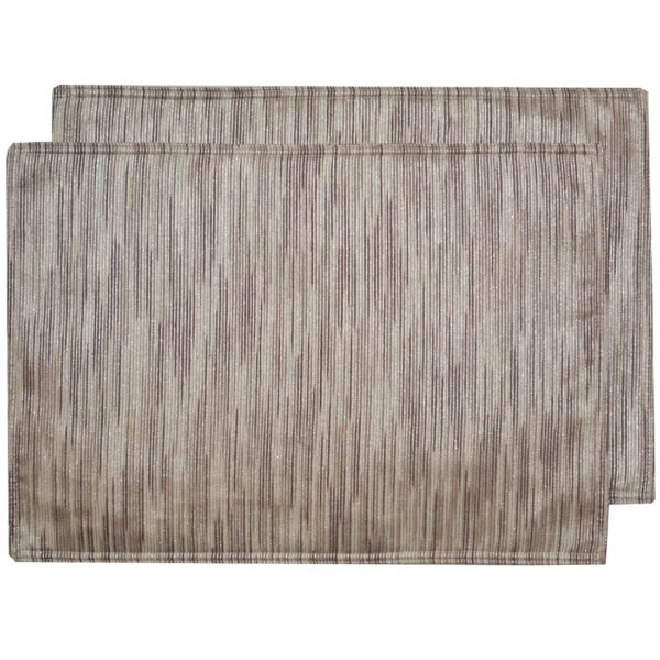 Sweet Pea Linens - Brown & Cream with Silver Metallic Striped Rectangle Placemat (SKU#: R-1002-U9) - Main Product Image