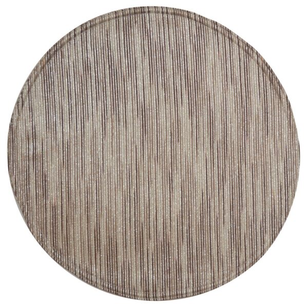 Sweet Pea Linens - Brown & Cream with Silver Metallic Striped Charger-Center Round Placemat (SKU#: R-1015-U9) - Main Product Image