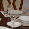 Sweet Pea Linens - Brown & Cream with Silver Metallic Striped Rectangle Placemats - Set of Two (SKU#: RS2-1002-U9) - Table Setting