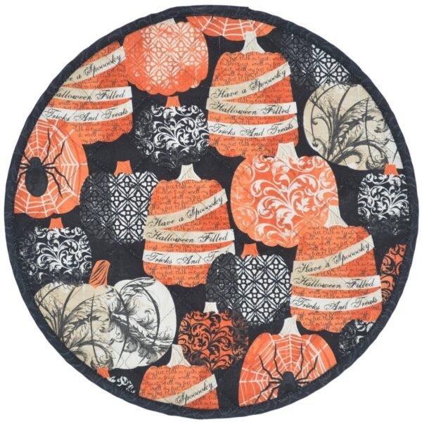Sweet Pea Linens - Quilted French Halloween Charger-Center Round Placemat (SKU#: R-1015-V1) - Main Product Image