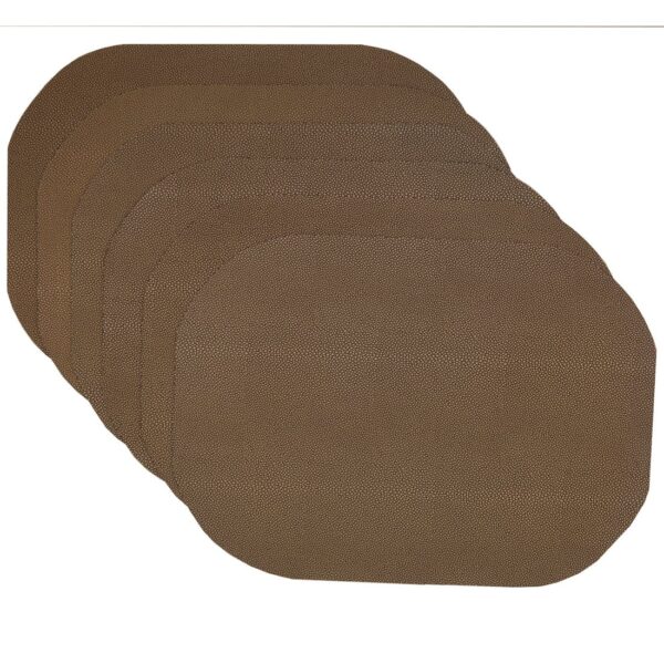 Sweet Pea Linens - Brown & Tan Dot Vinyl Wipe Clean Oval Placemats - Set of Six (SKU#: RS6-1040-V2) - Main Product Image