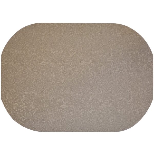 Sweet Pea Linens - Tan Dot Vinyl Wipe Clean Oval Placemat (SKU#: R-1040-V3) - Main Product Image