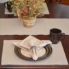 Sweet Pea Linens - Tan Dot Vinyl Wipe Clean Rectangle Placemats - Set of Four (SKU#: RS4-1002-V3) - Table Setting
