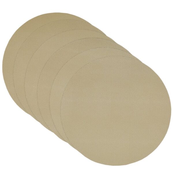 Sweet Pea Linens - Tan Dot Vinyl Wipe Clean Charger-Center Round Placemat - Set of Six (SKU#: RS6-1015-V3) - Main Product Image
