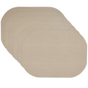 Sweet Pea Linens - Tan Dot Vinyl Wipe Clean Oval Placemats - Set of Six (SKU#: RS6-1040-V3) - Main Product Image