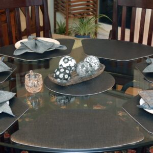 Sweet Pea Linens - Silver & Black Vinyl Wipe Clean Wedge-Shaped Placemats - Set of Four (SKU#: RS4-1006-V4) - Table Setting