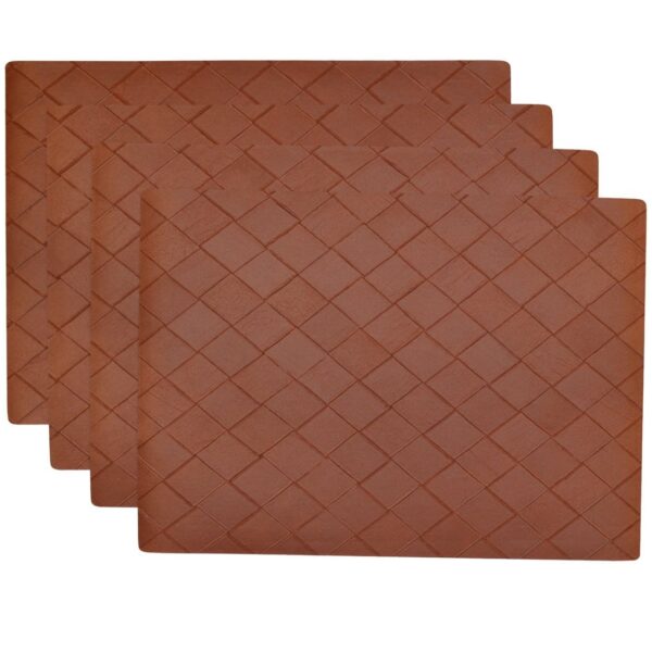 Sweet Pea Linens - Brick Leather Look Vinyl Wipe Clean Rectangle Placemats - Set of Four (SKU#: RS4-1002-V5) - Main Product Image