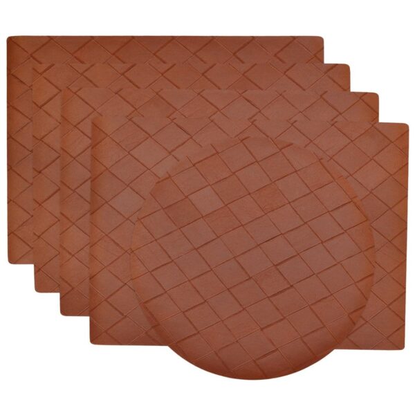 Sweet Pea Linens - Brick Leather Look Vinyl Wipe Clean Rectangle Placemats - Set of Four plus Center Round-Charger (SKU#: RS5-1002-V5) - Main Product Image