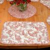 Sweet Pea Linens - Quilted Brick Red & Beige Paisley Print Rectangle Placemats - Set of Two (SKU#: RS2-1001-W4) - Table Setting