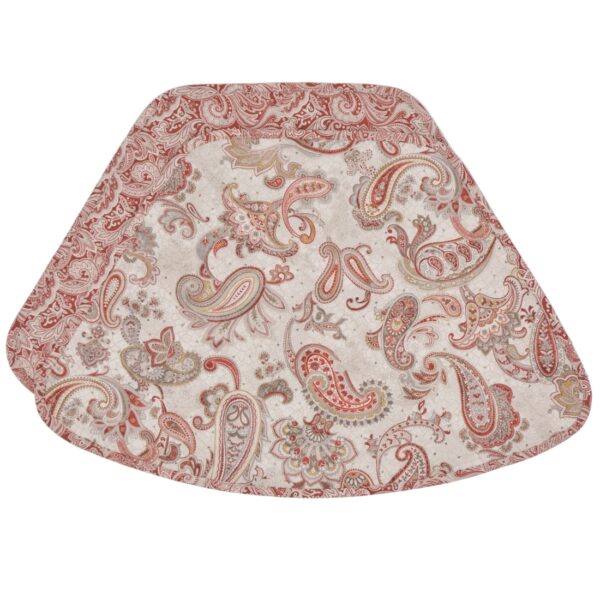 Sweet Pea Linens - Quilted Brick Red & Beige Paisley Print Wedge-Shaped Placemats - Set of Two (SKU#: RS2-1006-W4) - Main Product Image