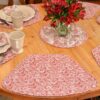 Sweet Pea Linens - Quilted Brick Red & Beige Paisley Print Wedge-Shaped Placemats - Set of Two (SKU#: RS2-1006-W4) - Alternate Table Setting