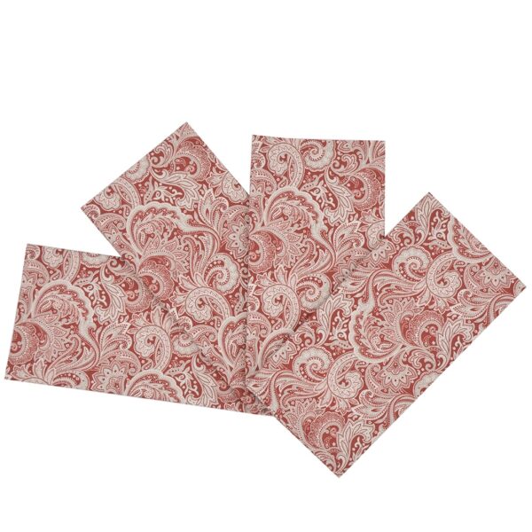 Sweet Pea Linens - Brick Red Paisley Print Cloth Napkins - Set of Four (SKU#: RS4-1010-W4) - Main Product Image